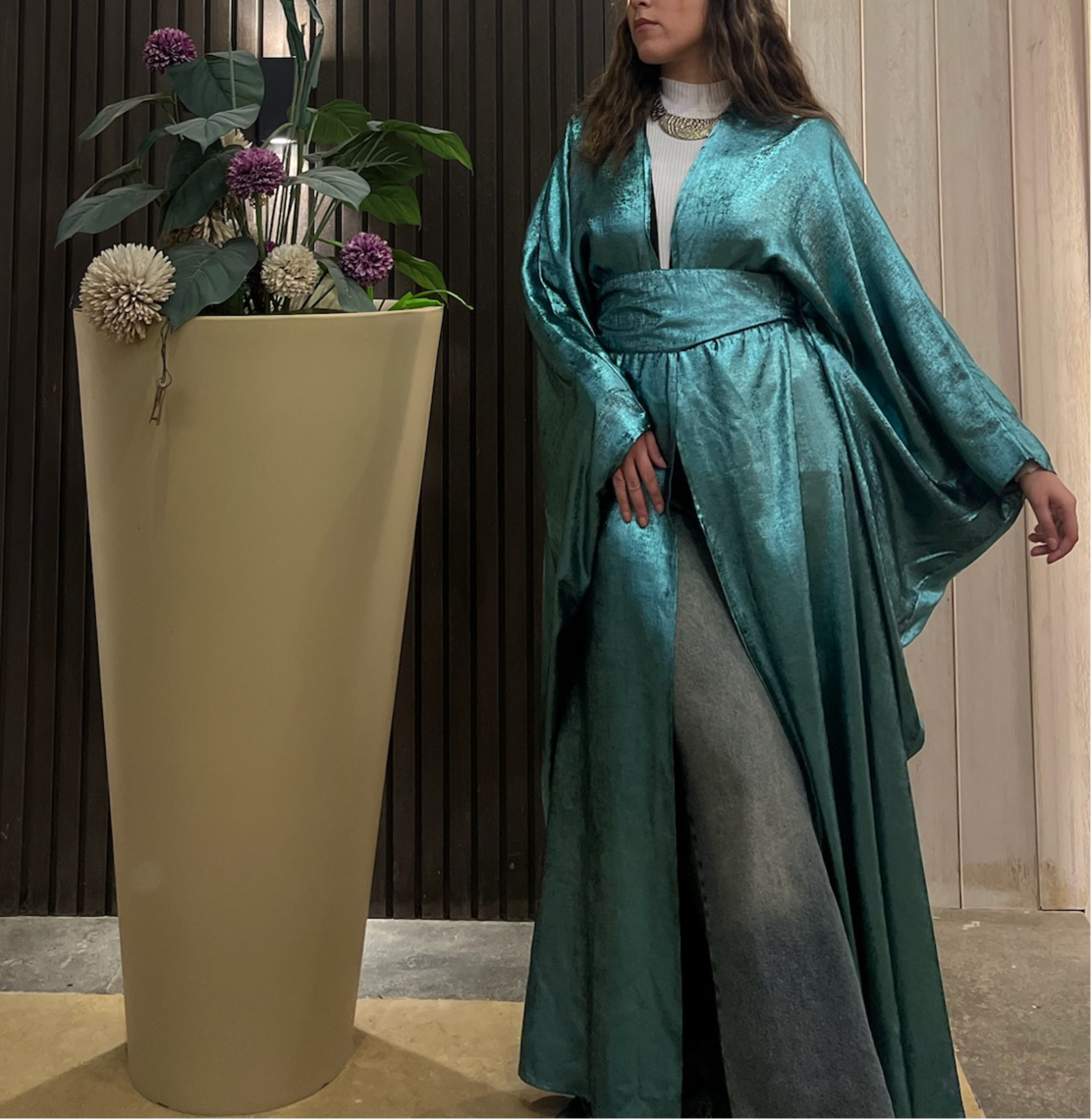 Dark Cyan Shimmery Kaftan