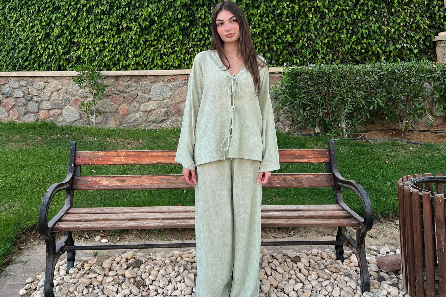 Kiwi Green Linen Pants