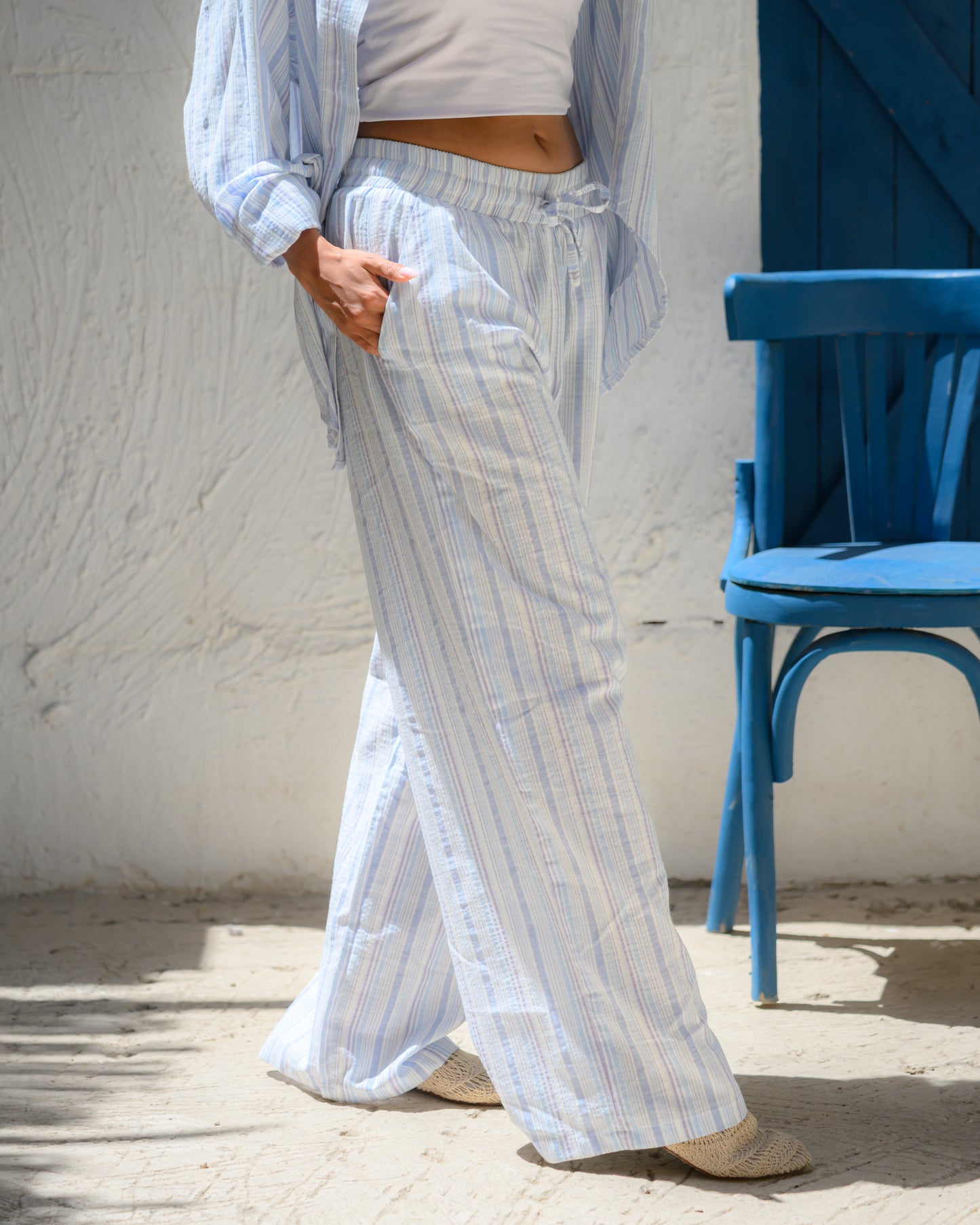 Amalfi Stripe Wide-Leg Pants