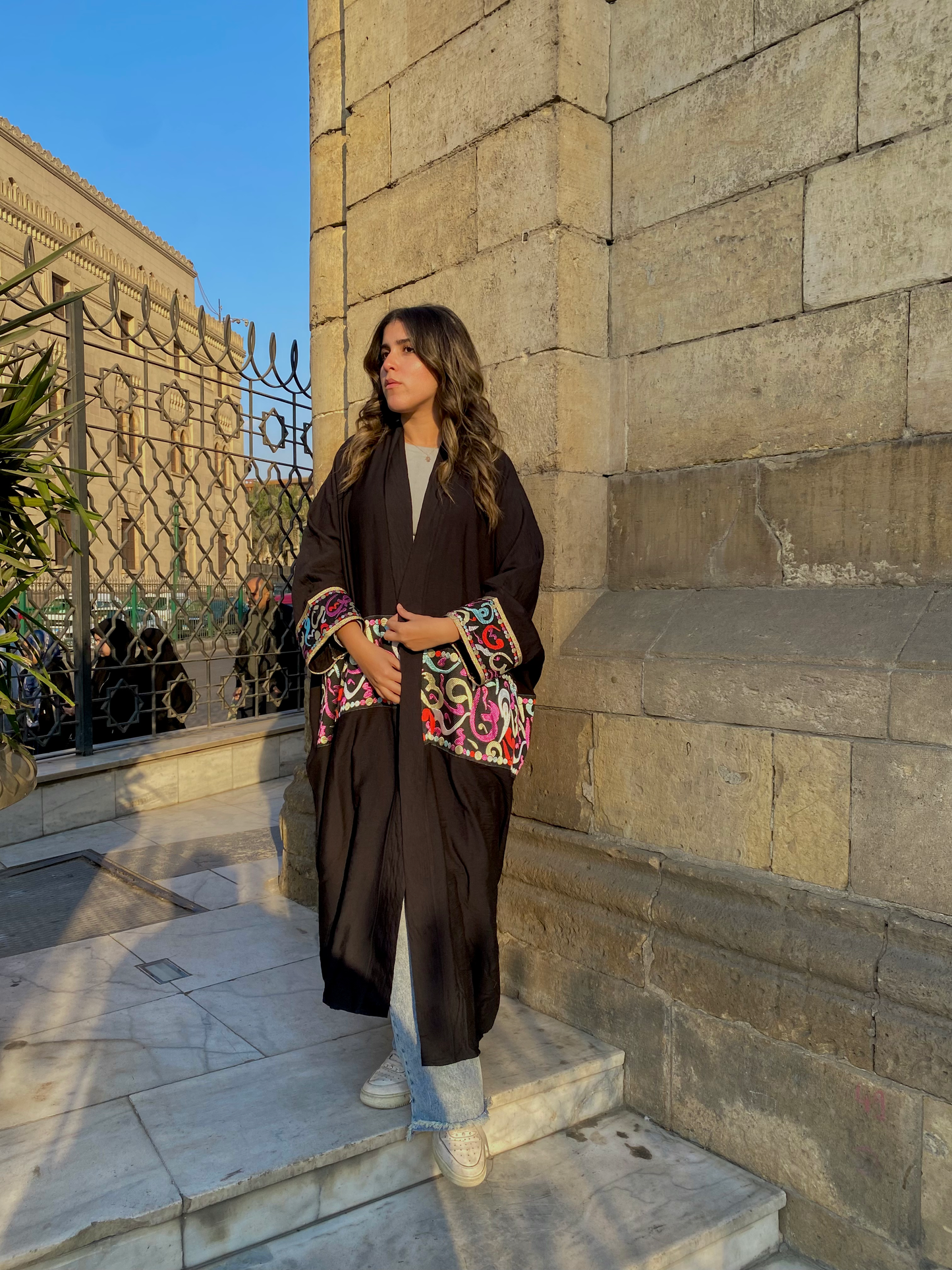 Midnight Script Linen Kaftan