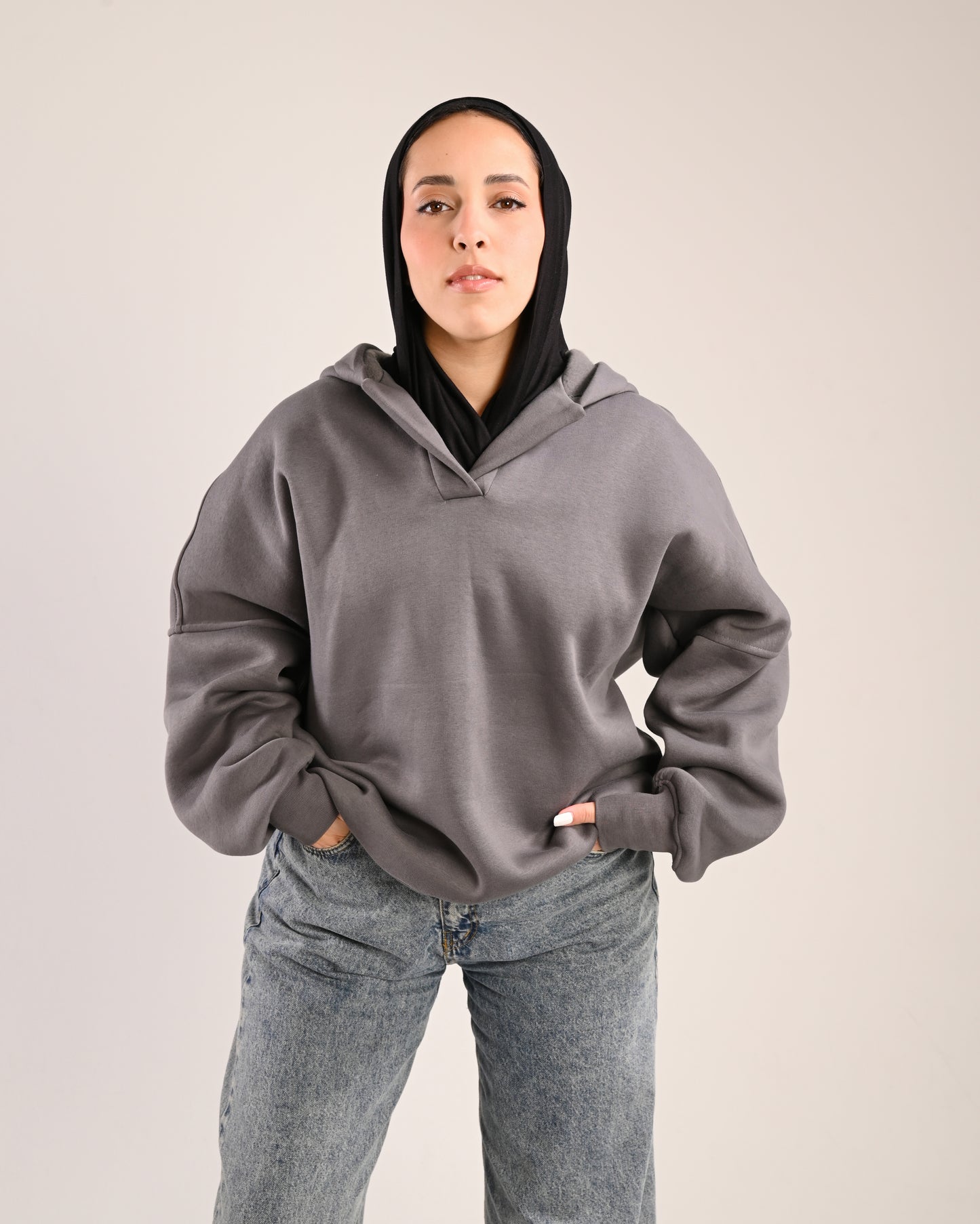 Charcoal V-Neck Hoodie (unisex)