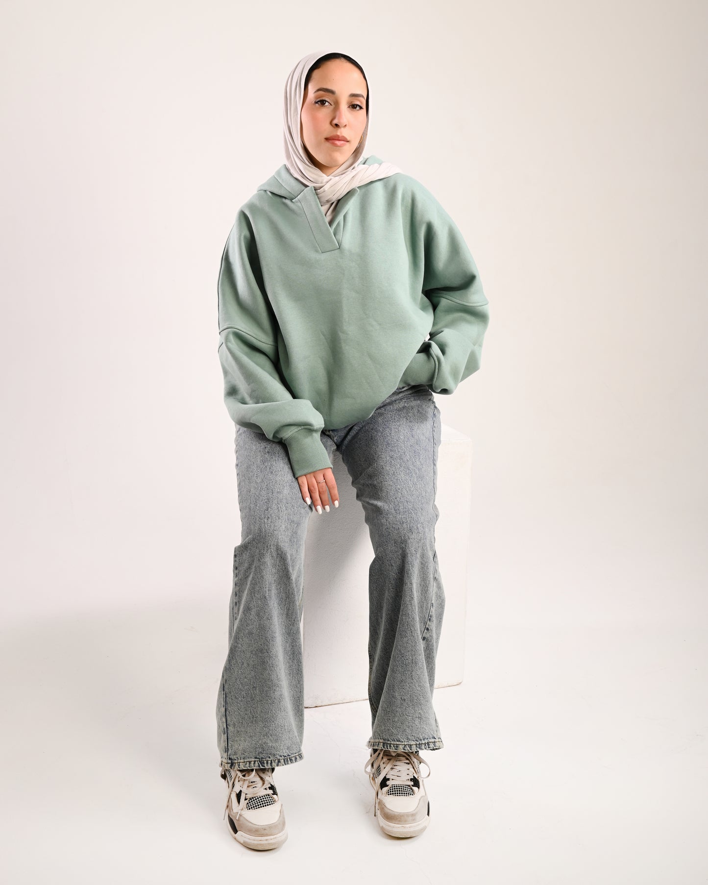 Mint Green V-Neck Hoodie (unisex)