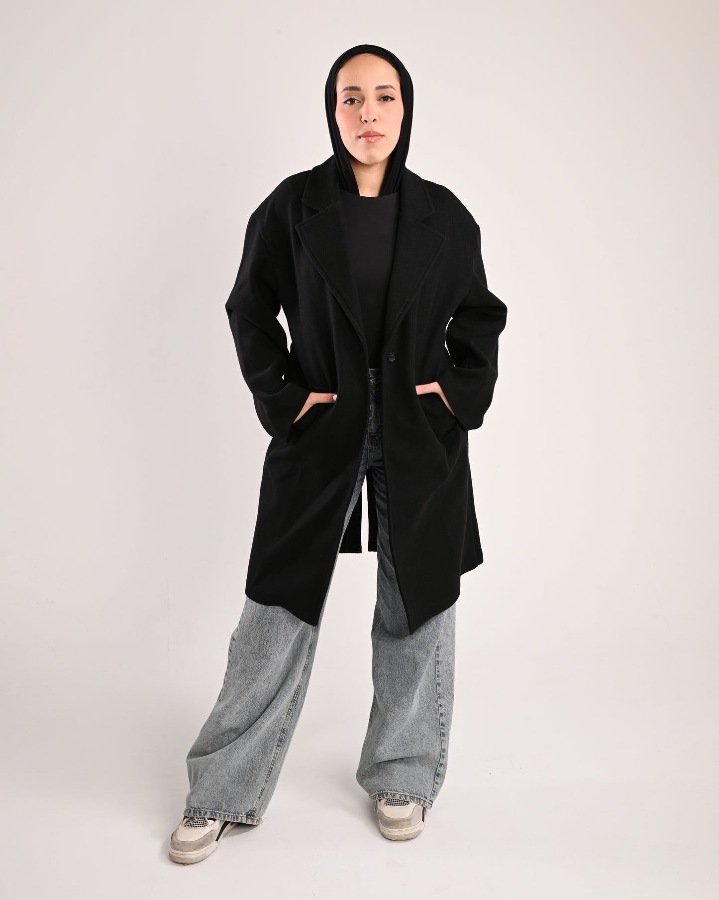 The Black Single-Button Wool Coat