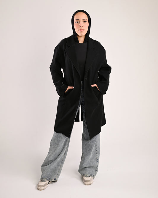 The Black Single-Button Wool Coat