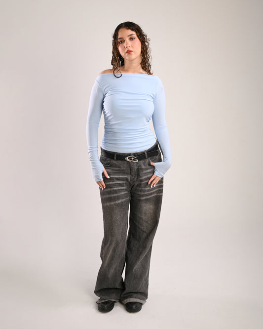 Baby Blue Asymmetrical Top