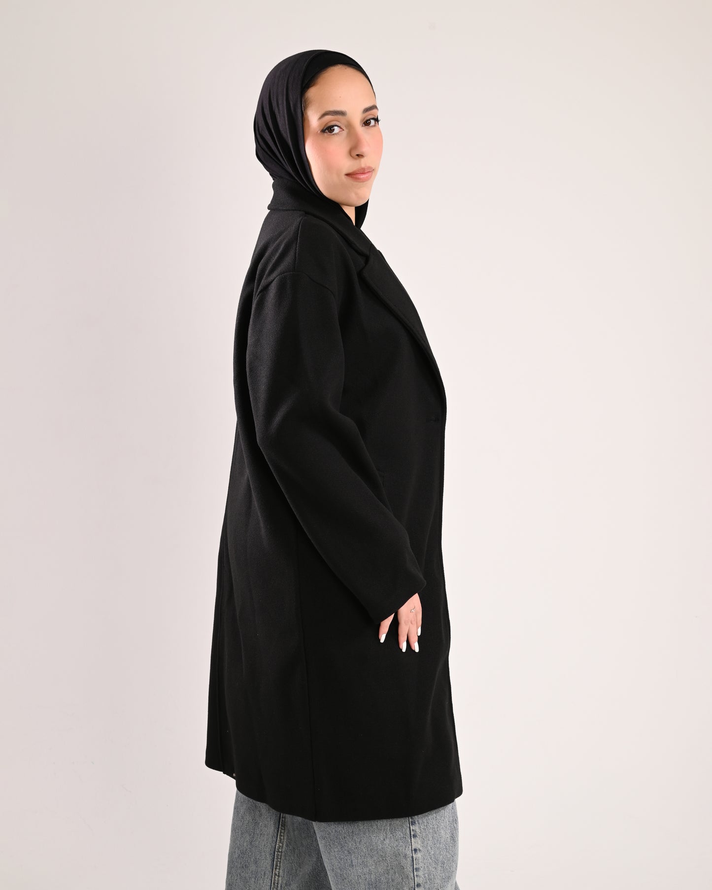 The Black Single-Button Wool Coat