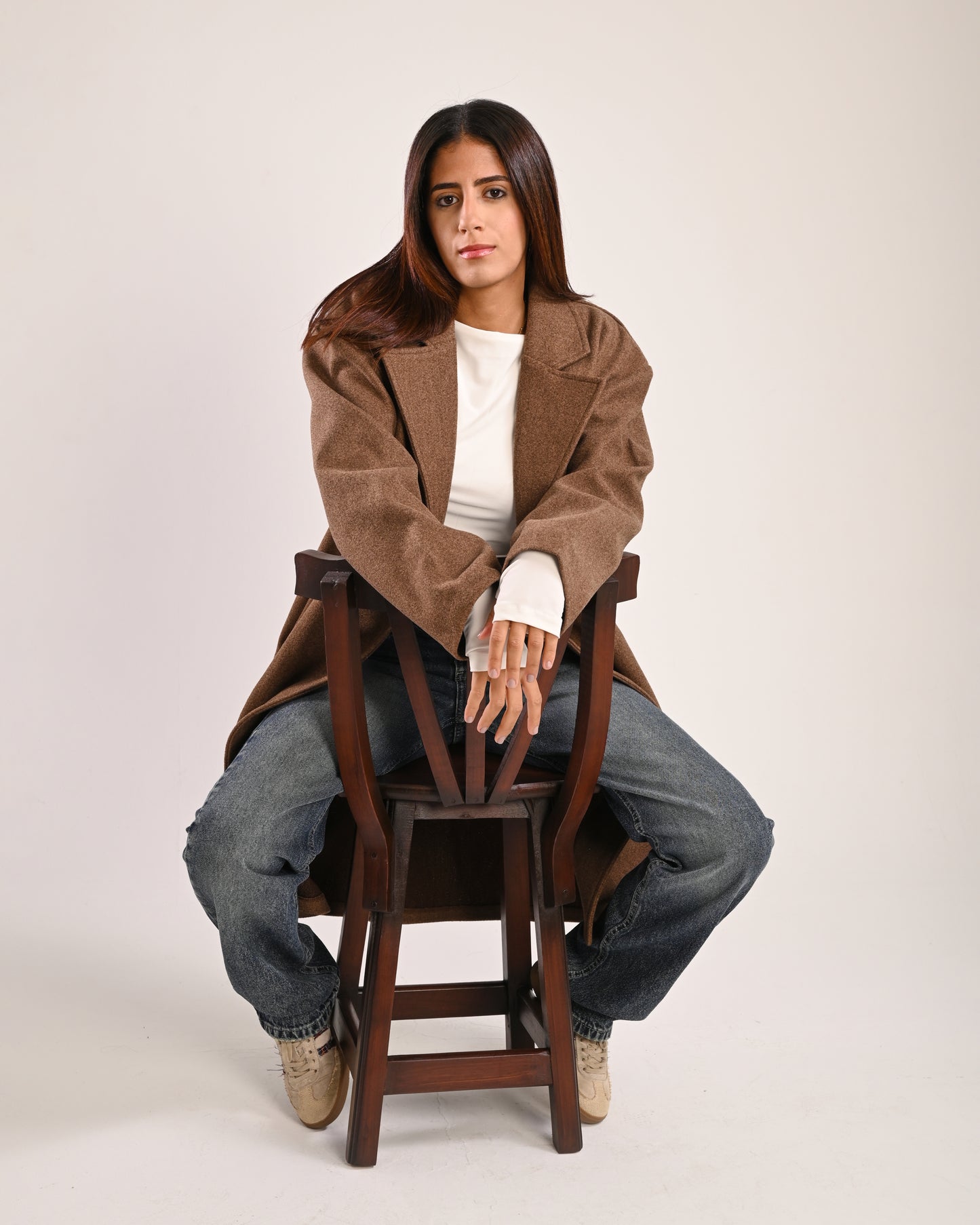 The Dark Brown Single-Button Wool Coat