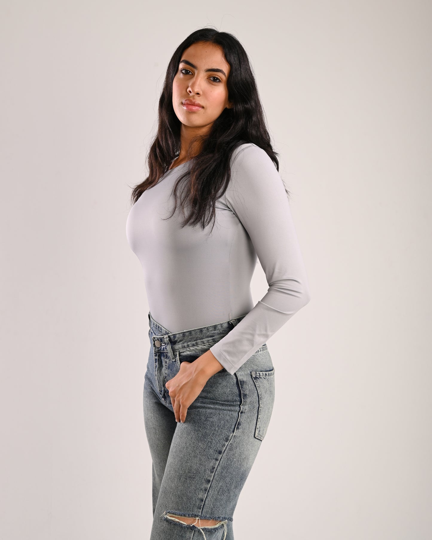 Grey Basic Bodysuit
