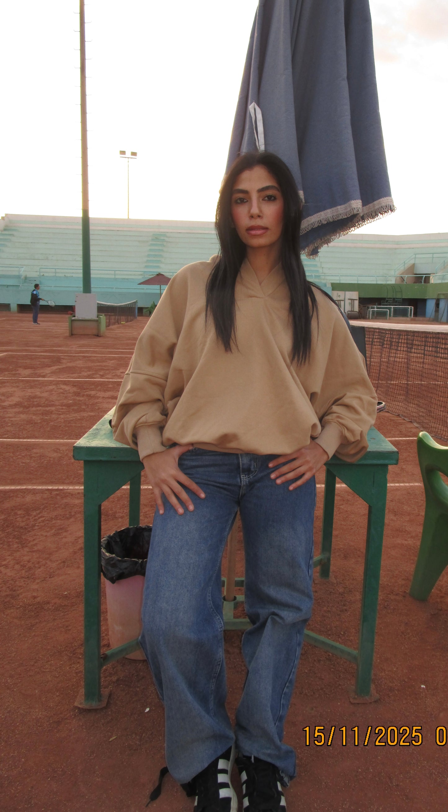 Beige V-Neck Hoodie ( unisex)