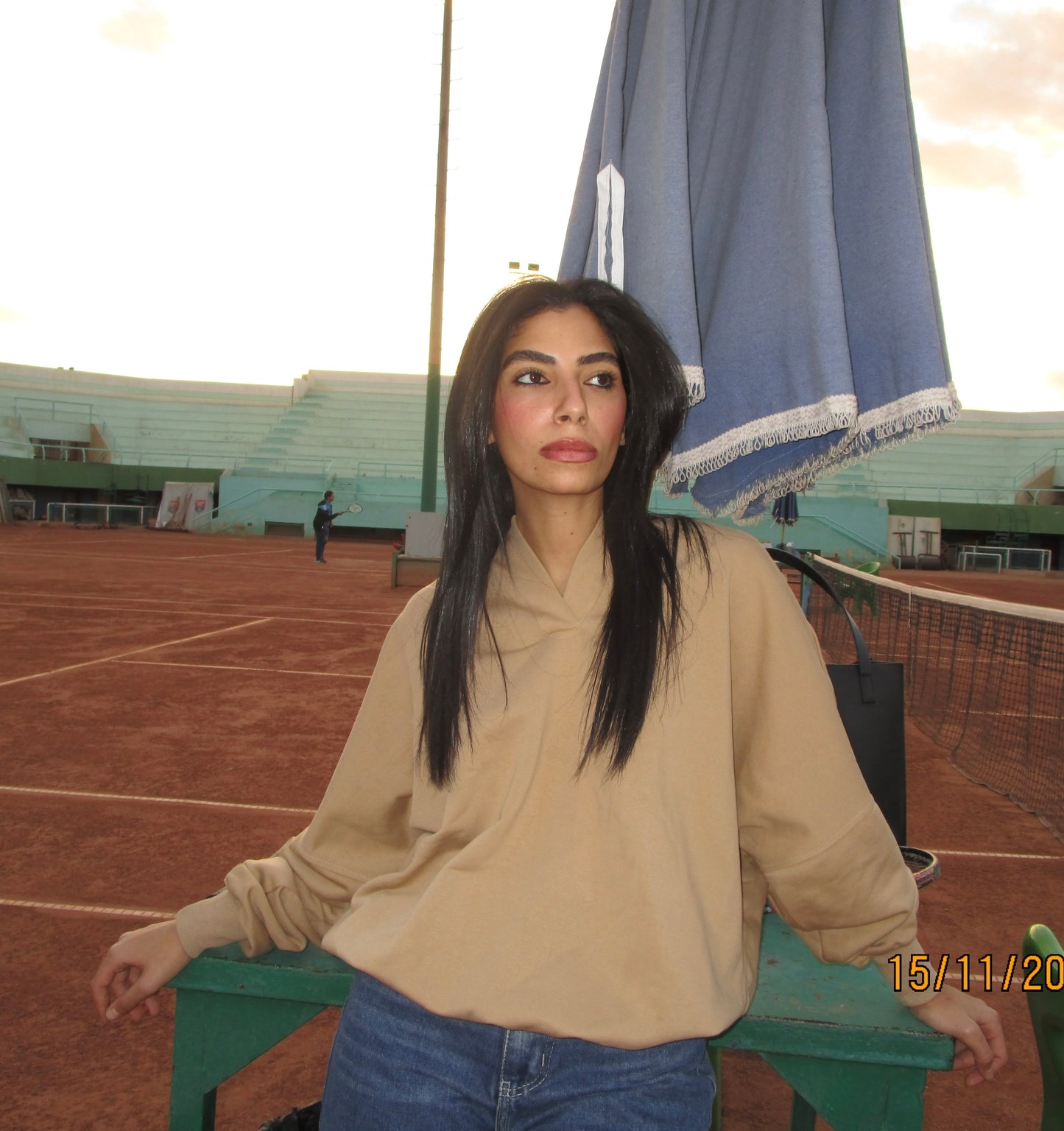 Beige V-Neck Hoodie ( unisex)