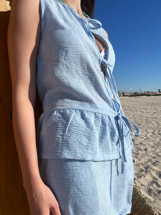 Baby Blue Ribbon Vest
