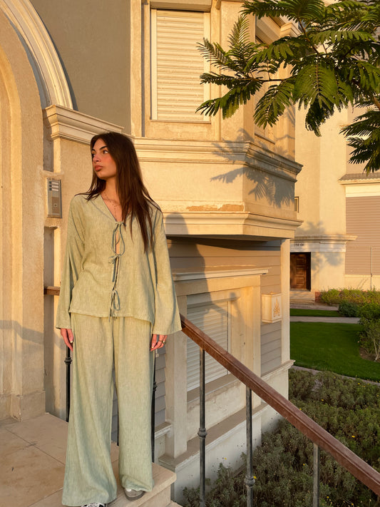 Kiwi Green Linen Pants