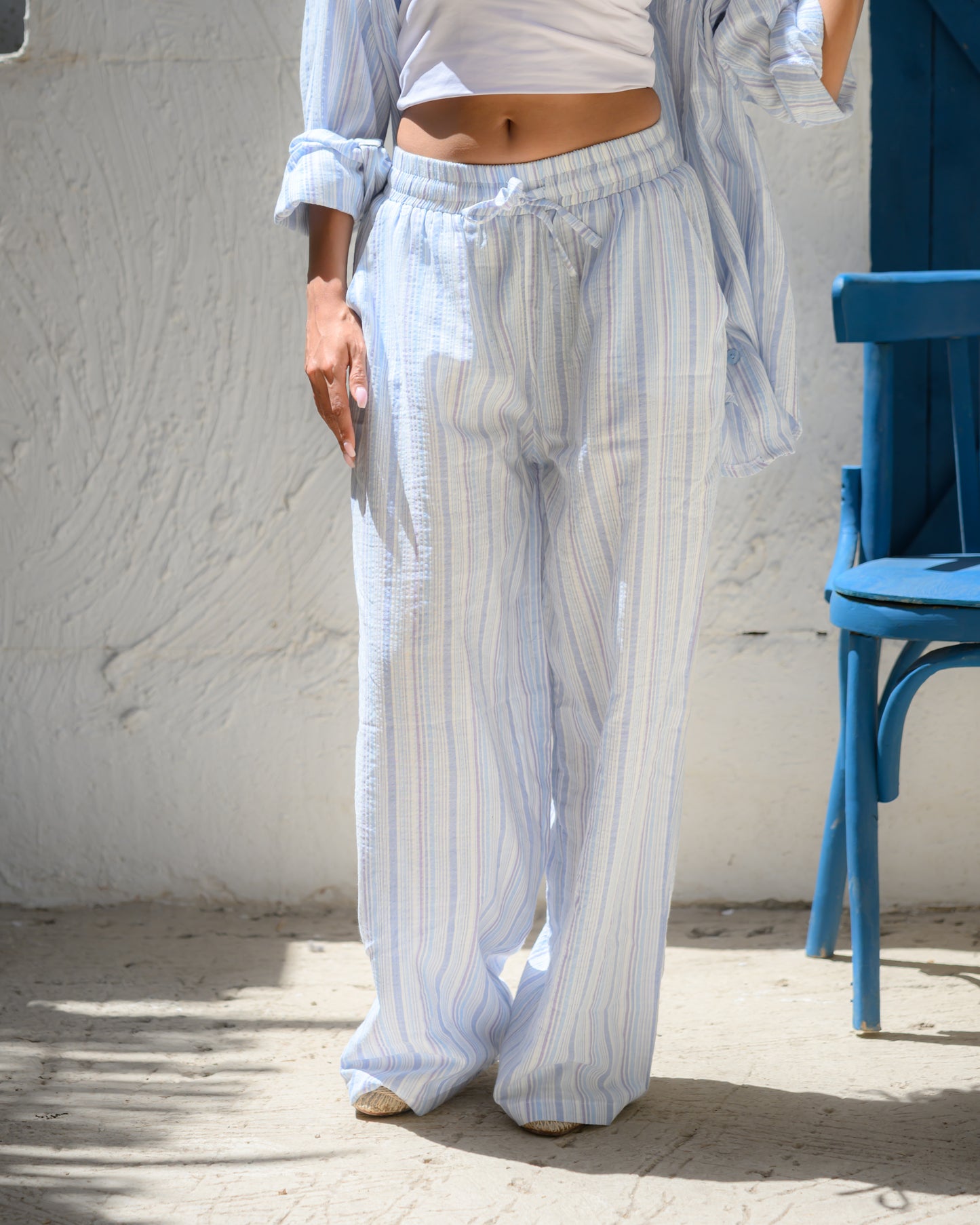 Amalfi Stripe Wide-Leg Pants