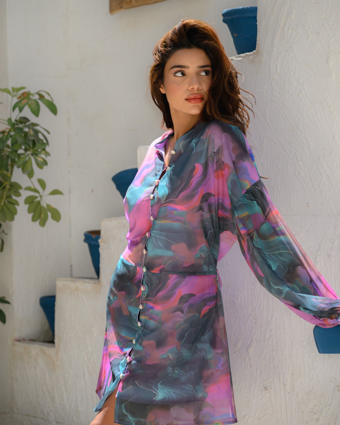 The Riviera Chiffon Shirt Dress