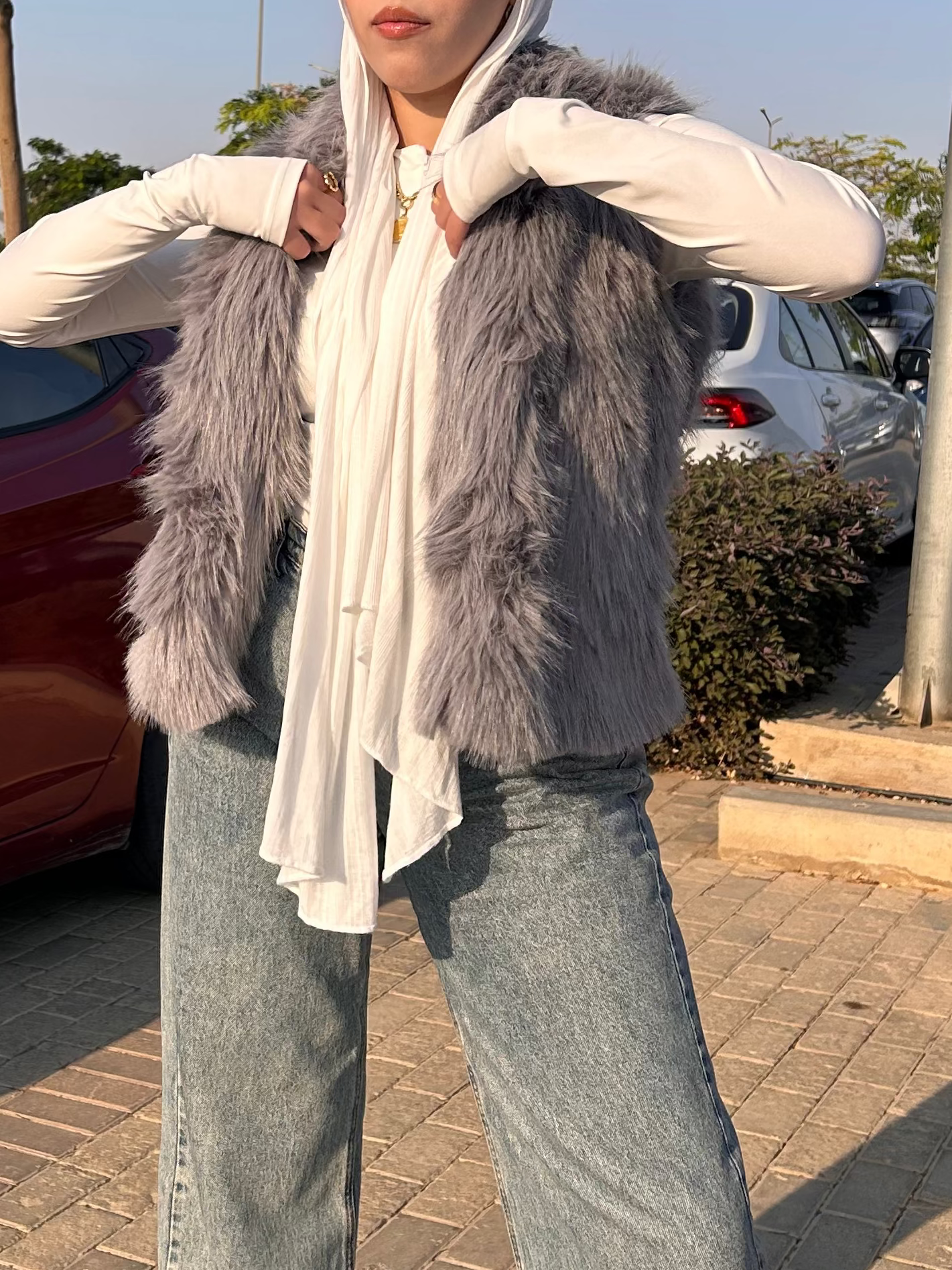 Grey Furry Vest ( Preorder )