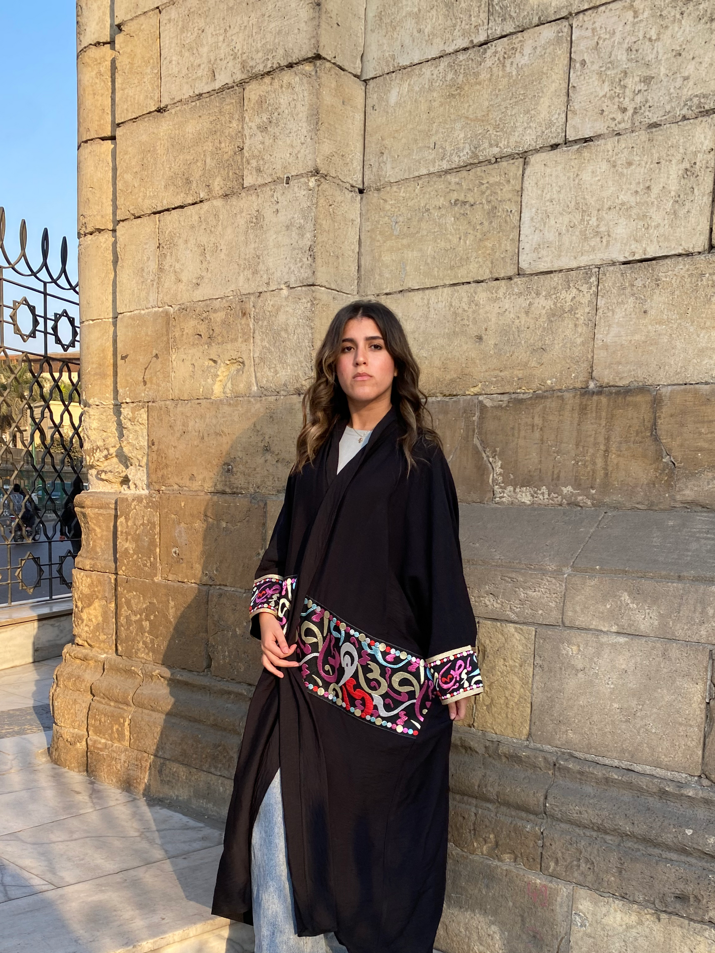 Midnight Script Linen Kaftan