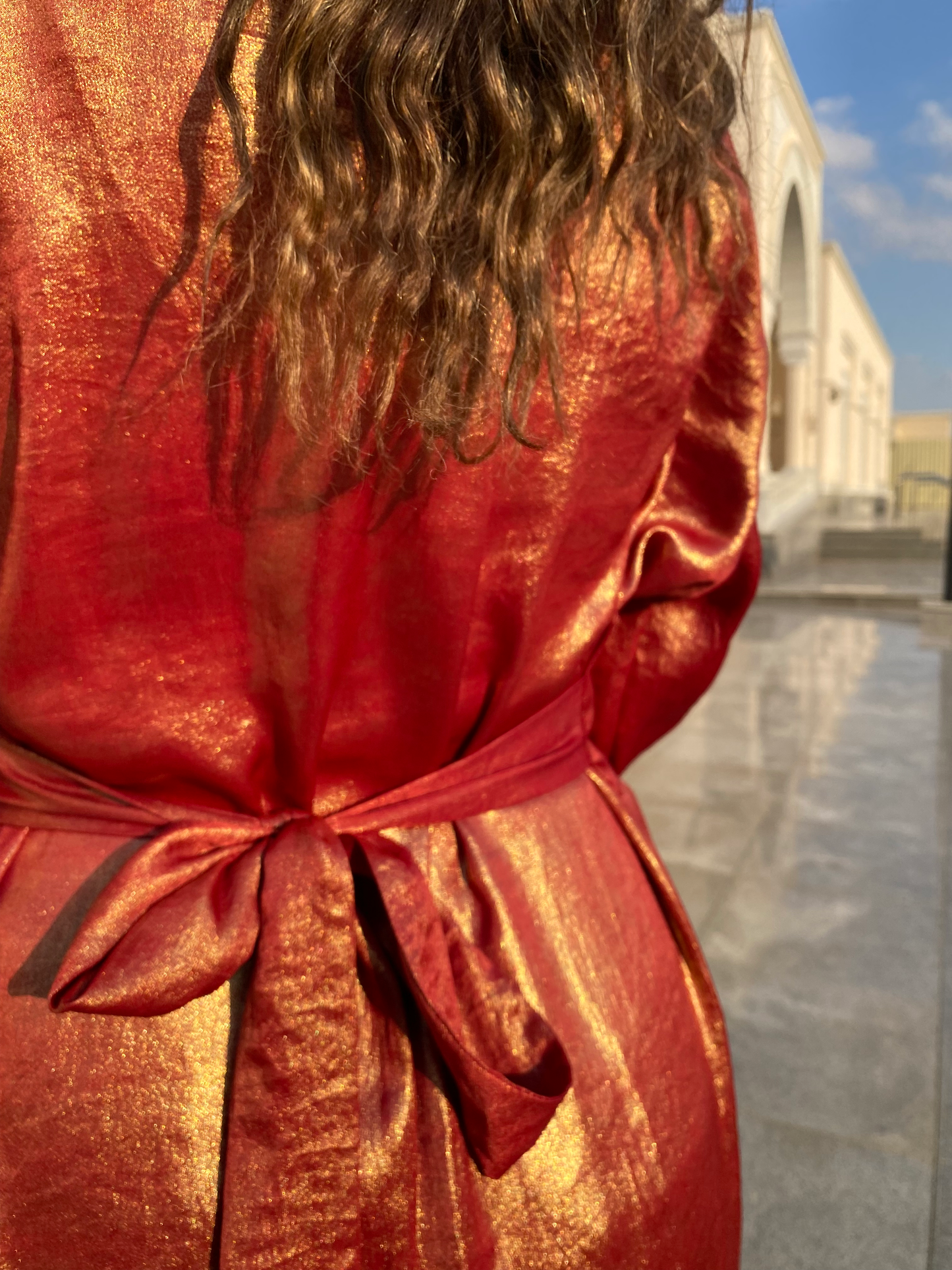 Red Shimmery Kaftan