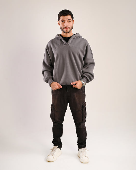 Charcoal V-Neck Hoodie (unisex)